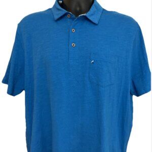 Taylor Vintage Men's XL Short Sleeve Blue Buttoned Collar Short W/ Pocket w/flaw